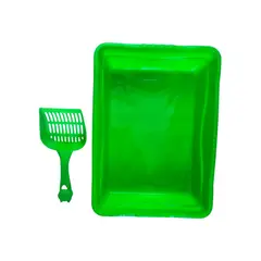 GENERICO - Bandeja sanitaria arenero de gato chico color verde con palita