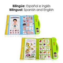 GENERICO - Libro Didáctico Audible Bilingüe Mi E-Libro Español Inglés para Niños