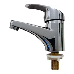 GENERICO - Grifo Llave Monomando Agua Fría Cromado para Lavatorio o Lavabo de Baño