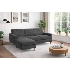 ARTSOFA - Sofá Seccional Luma Gris Oscuro antifluido + obsequio