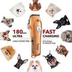 KEMEI - Cortadora Pelo Mascotas Dorado Km-1596 Recargable 6800rpm N