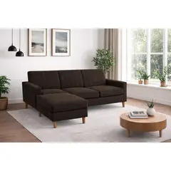 ARTSOFA - Sofá Seccional Luma Marrón antifluido + obsequio