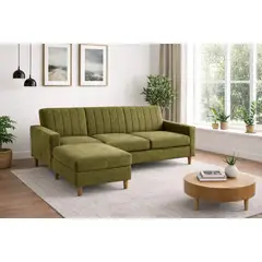 ARTSOFA - Sofá Seccional Luma Verde Olivo antifluido + obsequio