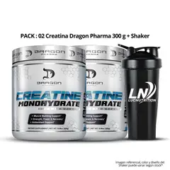 DRAG PHARMA - PACK X 02 - Creatina Dragon Pharma 300 g - Creatina Monohidratada y Micronizada + Shaker