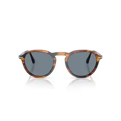 PERSOL - Lentes de Sol Striped Black And Brown Light Blue PO3383S Unisex Rayado negro y café