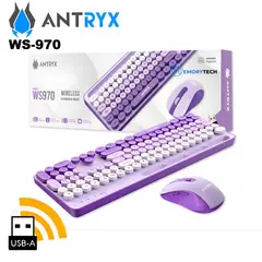 ANTRYX - TECLADO Y MOUSE WS-970 WIRELESS PURPLE HOLDER SLOT ASC-WS970PE