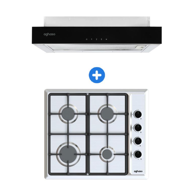COMBO: ENCIMERA ACERO INOXIDABLE GLP + CAMPANA EXTRAIBLE PREMIUM 60 CM