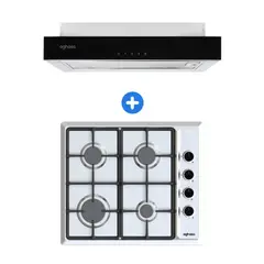 AGHASO - COMBO: ENCIMERA ACERO INOXIDABLE GLP + CAMPANA EXTRAIBLE PREMIUM 60 CM