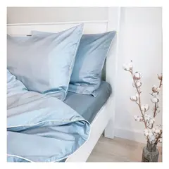 GENERICO - Funda plumón Chers 100 % algodón bramante celeste 200 hilos