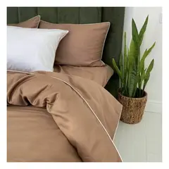 GENERICO - Funda plumón Chers 100 % algodón bramante avellana 200 hilos