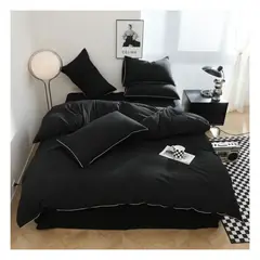 GENERICO - Funda plumón Chers 100 % algodón bramante negro 200 hilos