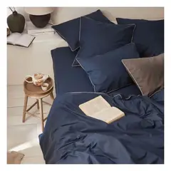 GENERICO - Funda plumón Chers 100 % algodón bramante azul marino 200 hilos