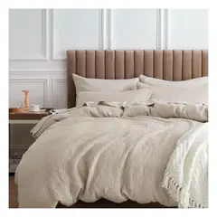 GENERICO - Funda plumón waffle 100 % algodón importado beige