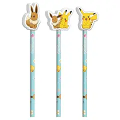 POKEMON - Lapices con borradores x3 niña