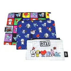 CHILDRENS CLUB - Set de Estuches x3 BT21 BTS Kpop Kawai Azul
