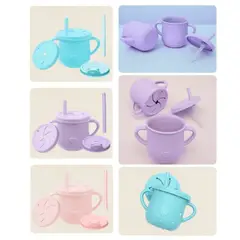 GENERICO - Taza de Silicona Ben para Bebé con 3 Tapas Niño