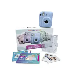 FUJIFILM - Cámara instax Mini12 Azul Pastel + Pack10 + Estuche + II Cupón