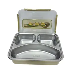 GENERICO - Taper de 3 Compartimientos para Niños y Adultos con Cuchara y Palillos Cubierto Diseño Kawaii