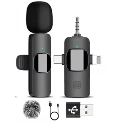 GENERICO - Micrófono Inalámbrico Solapero 4 En 1 compatible con Iphone Tipo C 3.5