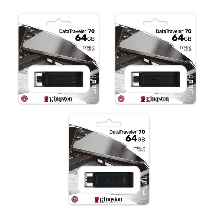MEMORIA USB TIPO C 64GB KIT DE 3 UNIDADES