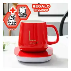 GENERICO - Set de Cup Calentador Util en Tono Rojo Y+Regalo Sticker