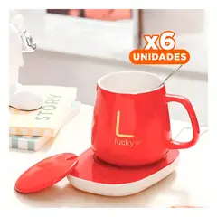 GENERICO - Pack6 Set Vaso Calentador en Color Rojo Y+Regalo Sticker