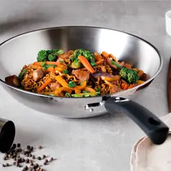 TRAMONTINA - Wok De Acero Inoxidable 3 Fondos 28cm 3.3 Litros