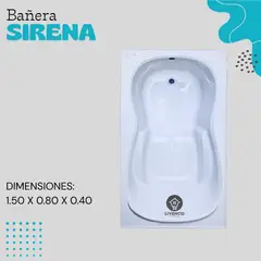 GENERICO - Tina de Baño Modelo Sirena 1.50 x 0.80 x 0.40cm