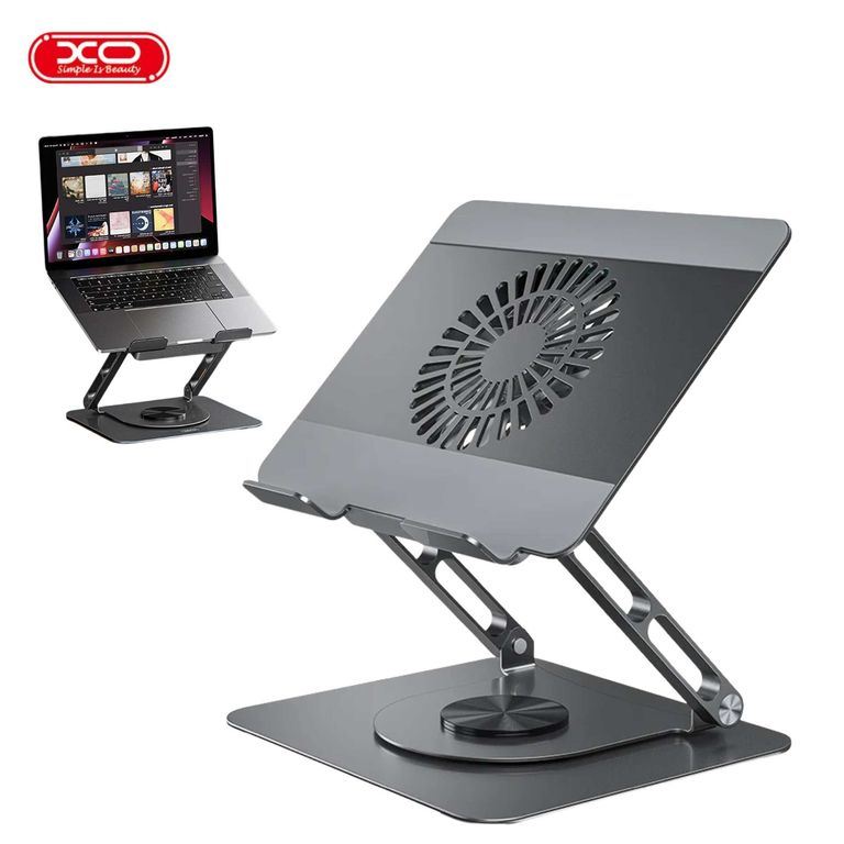 Base Soporte Aluminio Laptop con Ventilador Plegable Regulable 15 pulgadas Diseño Ajustable