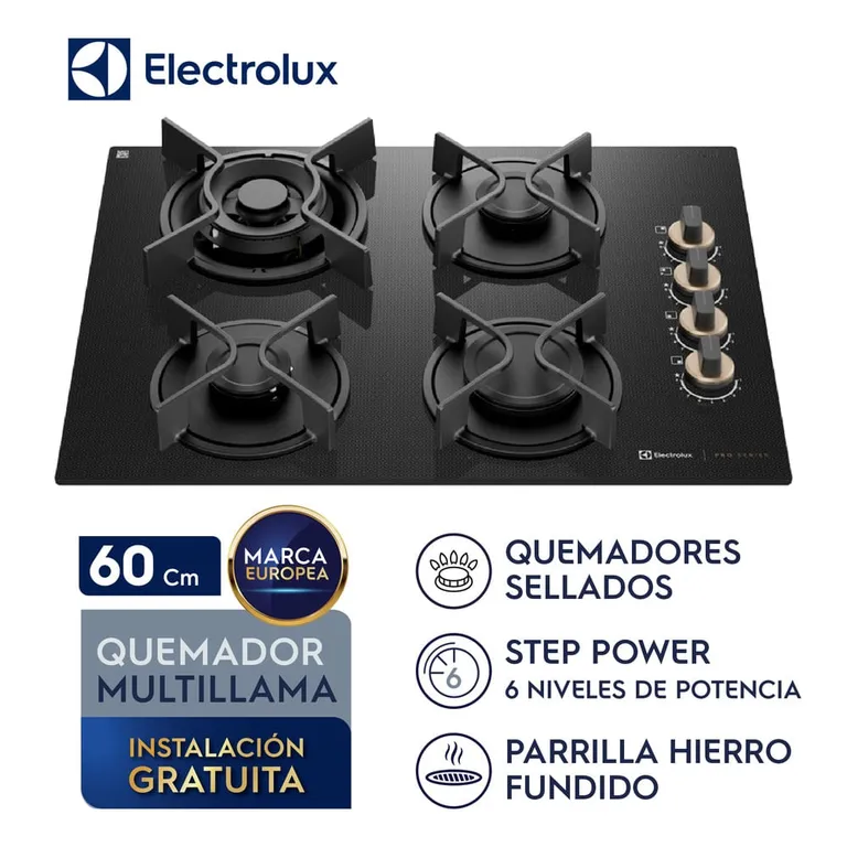 Encimera Gas 4 hornillas 60 cm KE4PS