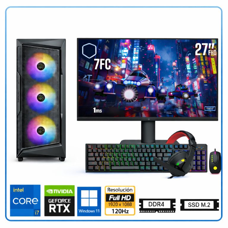 Computadora Enovu Core i7-12700F 16GB 500GB SSD 27" RTX 3050 6GB Windows 11 Pro