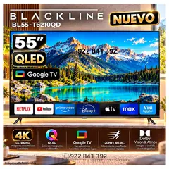 BLACKLINE - Televisor QLED 55 UHD 4K Smart TV BL55-T6210QD - Modelo Nuevo