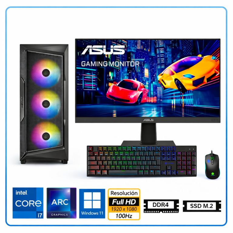 Computadora Enovu Core i7-12700F 16GB 512GB SSD 24" Arc A380 6GB Windows 11 Pro