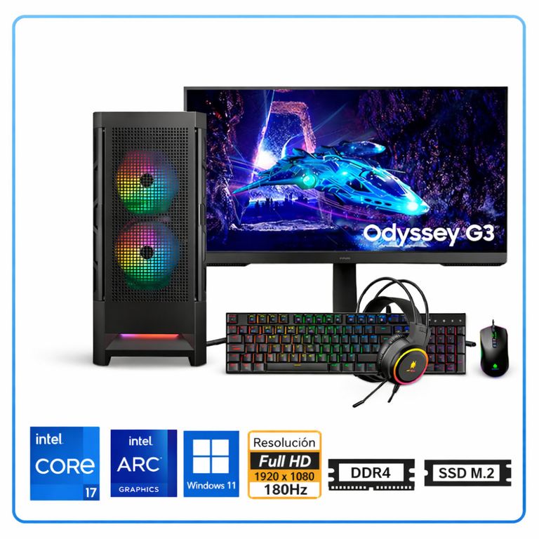 Computadora Enovu Core i7-12700F 16GB 500GB SSD 27" Arc A380 6GB Windows 11 Pro