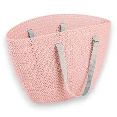 REY PLAST - Bolso Canasta Para Playa Emma color Gris Beige o Rosado