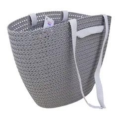 REY PLAST - Bolso Canasta Para Playa Emma color Gris Beige o Rosado