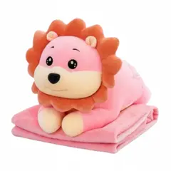 GENERICO - Peluche Manta 3 en 1 Suave Durazno Diseño Kawaii León Rosado para Niños y Adultos