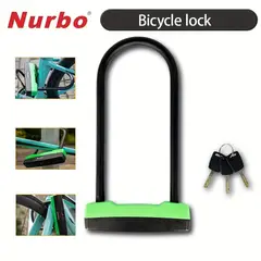 GENERICO - Candado U para bicicleta, de acero templado de 14 mm, longitud 325 mm. con 3 llaves.