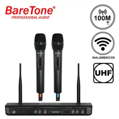 BARETONE - Sistema de Micrófono Inalámbrico WM 2802W Doble con UHF Multi Frecuencia