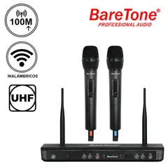 BARETONE - Sistema de Micrófono Inalámbrico WM 2802W Alcance 100 metros UHF Multi Frecuencia