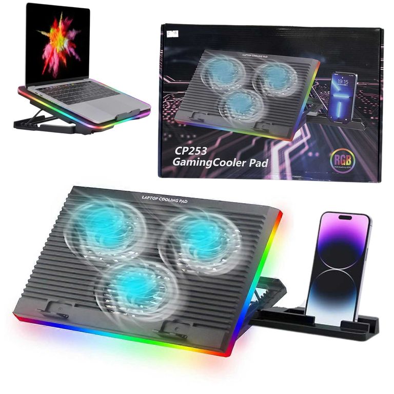 Cooler Soporte con Ventilador para Laptop Notebook Plegable Regulable 16 pulgadas Alta Velocidad