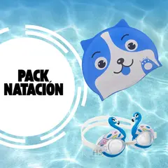 ROHS - Pack Duo Gorro Azul + Lentes de Natación Con Diseño de Cisne Para Niños