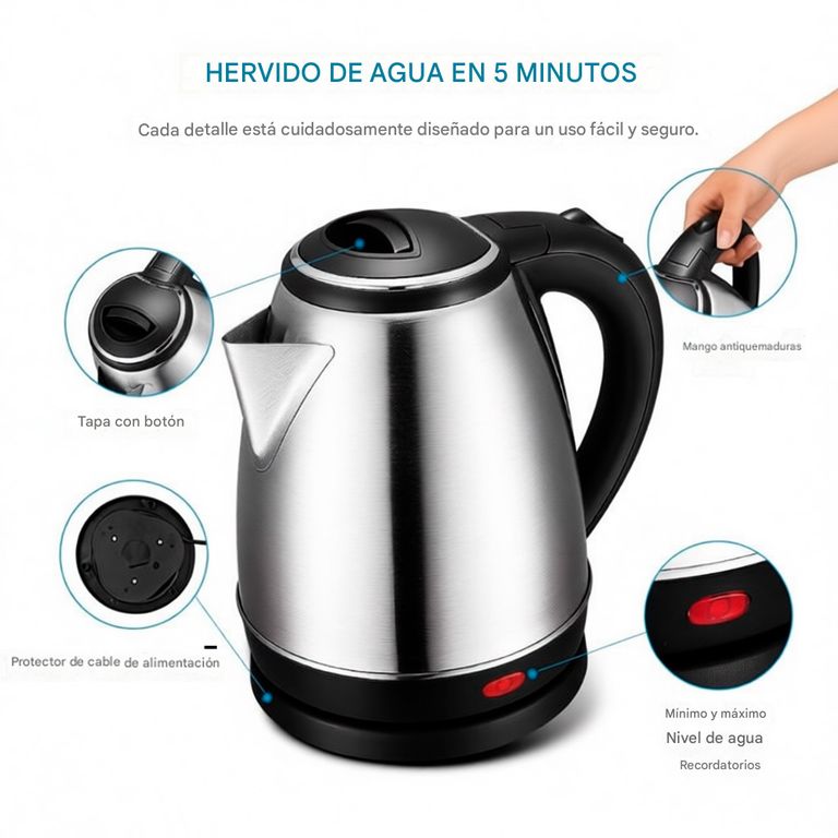 Raf R.7816 Hervidor Eléctrico 2 Litros 1500w Base Giratorio