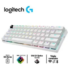 LOGITECH - TECLADO PRO X 60 LIGHTSPEED BT/ÓPTICO/65 HRS/RGB WHITE