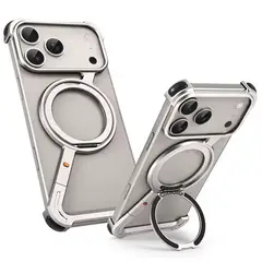 GENERICO - Funda De Titanio para iPhone 17 Pro Max Soporte giratorio de 360 - Titanio