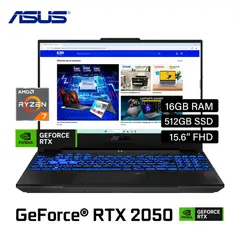 ASUS - LAPTOP TUF GAMING A15 FA506NFR AMD RYZEN 7 7435HS RTX2050 4GB SSD 512GB RAM 16GB15.6" FHD