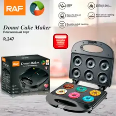GENERICO - Máquina RAF R.247 Mini Donas Antiadherente 750w Para 6 Donas