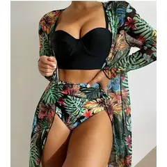 GENERICO - Set Bikini Tropical con Kimono
