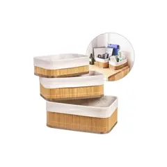 GENERICO - Set x3 de Cestas de Almacenamiento Organizadoras - Estilo Natural