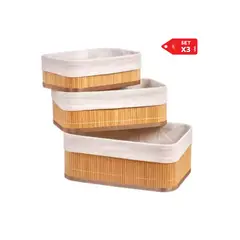 GENERICO - Set x3 de Cestas de Almacenamiento Organizadoras - Estilo Natural Premium